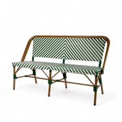 banquette de terrasse Rivoli vert foncé extérieur rotin synthétique aluminium