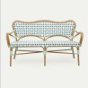 banquette de terrasse parisienne st germain imitation rotin tressage polyrotin bleu et blanc