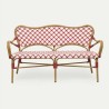 banquette de terrasse parisienne st germain imitation rotin tressage polyrotin rouge et blanc
