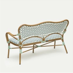 Banquette de terrasse ST GERMAIN GM - Tressage Bleu, Vert et Blanc