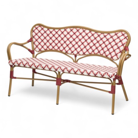 banquette de terrasse parisienne st germain imitation rotin tressage polyrotin rouge et blanc banquette de terrasse parisienne st germain imitation rotin tressage polyrotin rouge et blanc