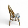 chaise de terrasse parisienne ALMA structure aluminium couleur rotin tressage chevrons bleu et blanc