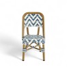 chaise de terrasse parisienne ALMA structure aluminium couleur rotin tressage chevrons bleu et blanc
