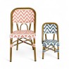 chaise de terrasse parisienne ALMA structure aluminium couleur rotin tressage chevrons bleu et blanc