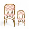 chaise de terrasse bistrot parisien en aluminium et tressage polyrotin ALMA rose et blanche