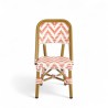 chaise de terrasse bistrot parisien en aluminium et tressage polyrotin ALMA rose et blanche