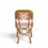 chaise de terrasse bistrot parisien en aluminium et tressage polyrotin ALMA rose et blanche