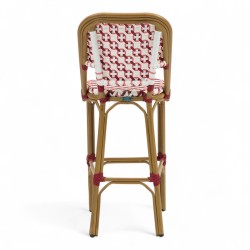 Grande chaise de bar parisienne rotin tressage rouge et blanc design paris