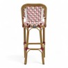 Grande chaise de bar parisienne rotin tressage rouge et blanc design paris