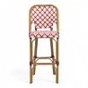 Grande chaise de bar parisienne rotin tressage rouge et blanc design paris