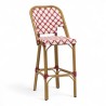 Grande chaise de bar parisienne rotin tressage rouge et blanc design paris