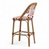 Grande chaise de bar parisienne rotin tressage rouge et blanc design paris