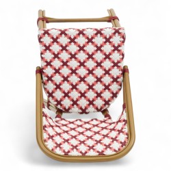 Grande chaise de bar parisienne rotin tressage rouge et blanc design paris