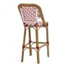 Grande chaise de bar parisienne rotin tressage rouge et blanc design paris