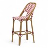 Grande chaise de bar parisienne rotin tressage rouge et blanc design paris