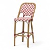 Grande chaise de bar parisienne rotin tressage rouge et blanc design paris