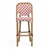Grande chaise de bar parisienne rotin tressage rouge et blanc design paris