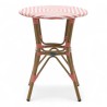 table de jardin tressage rose et blanc style bistrot parisien D60 cm