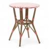 table de jardin tressage rose et blanc style bistrot parisien D60 cm
