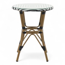 table de jardin tressage noir et blanc style bistrot parisien D60 cm