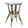 table de jardin tressage noir et blanc style bistrot parisien D60 cm
