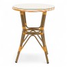 table de jardin tressage jaune et blanc style bistrot parisien D60 cm