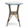 table de jardin tressage bleu et blanc style bistrot parisien D60 cm
