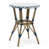 table de jardin tressage bleu et blanc style bistrot parisien D60 cm