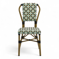 chaise de terrasse parisienne rotin gatti drucker tressage Blanc noir bleu