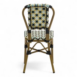chaise de terrasse parisienne rotin gatti drucker tressage Blanc noir bleu