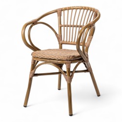 fauteuil de terrasse BORA tressé structure aluminium couleur rotin