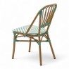 chaise de terrasse tressée vert et blanc extérieur intérieur aluminium polyrotin Bistromania chaise AIX polyéthylène