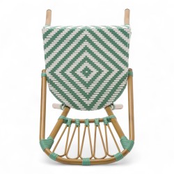 chaise de terrasse tressée vert et blanc extérieur intérieur aluminium polyrotin Bistromania chaise AIX polyéthylène