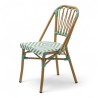chaise de terrasse tressée vert et blanc extérieur intérieur aluminium polyrotin Bistromania chaise AIX