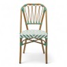 chaise de terrasse tressée vert et blanc extérieur intérieur aluminium polyrotin Bistromania chaise AIX polyéthylène
