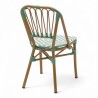 chaise de terrasse tressée vert et blanc extérieur intérieur aluminium polyrotin Bistromania chaise AIX