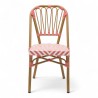 chaise de terrasse tressée rose et blanc extérieur intérieur aluminium polyrotin Bistromania chaise AIX polyéthylène