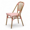 chaise de terrasse tressée rose et blanc extérieur intérieur aluminium polyrotin Bistromania chaise AIX polyéthylène