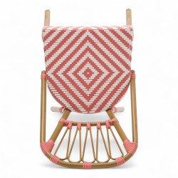 chaise de terrasse tressée rose et blanc extérieur intérieur aluminium polyrotin Bistromania chaise AIX polyéthylène