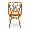 chaise de terrasse tressée jaune et blanc extérieur intérieur aluminium polyrotin Bistromania chaise AIX polyéthylène