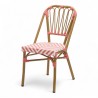 chaise de terrasse tressée rose et blanc extérieur intérieur aluminium polyrotin Bistromania chaise AIX polyéthylène