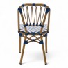 chaise de terrasse tressée bleu et blanc extérieur intérieur aluminium polyrotin Bistromania chaise AIX polyéthylène