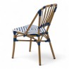 chaise de terrasse tressée bleu et blanc extérieur intérieur aluminium polyrotin Bistromania chaise AIX polyéthylène