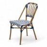 chaise de terrasse tressée bleu et blanc extérieur intérieur aluminium polyrotin Bistromania chaise AIX polyéthylène