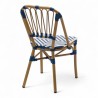 chaise de terrasse tressée bleu et blanc extérieur intérieur aluminium polyrotin Bistromania chaise AIX polyéthylène