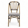 chaise de terrasse tressée noir et blanc extérieur intérieur aluminium polyrotin Bistromania chaise AIX polyéthylène