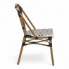 chaise de terrasse tressée noir et blanc extérieur intérieur aluminium polyrotin Bistromania chaise AIX polyéthylène