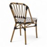 chaise de terrasse tressée noir et blanc extérieur intérieur aluminium polyrotin Bistromania chaise AIX polyéthylène
