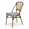 chaise de terrasse tressée noir et blanc extérieur intérieur aluminium polyrotin Bistromania chaise AIX polyéthylène