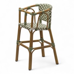 chaise pour bébé de terrasse restaurant Bistromania tressage vert blanc extérieur TROCA